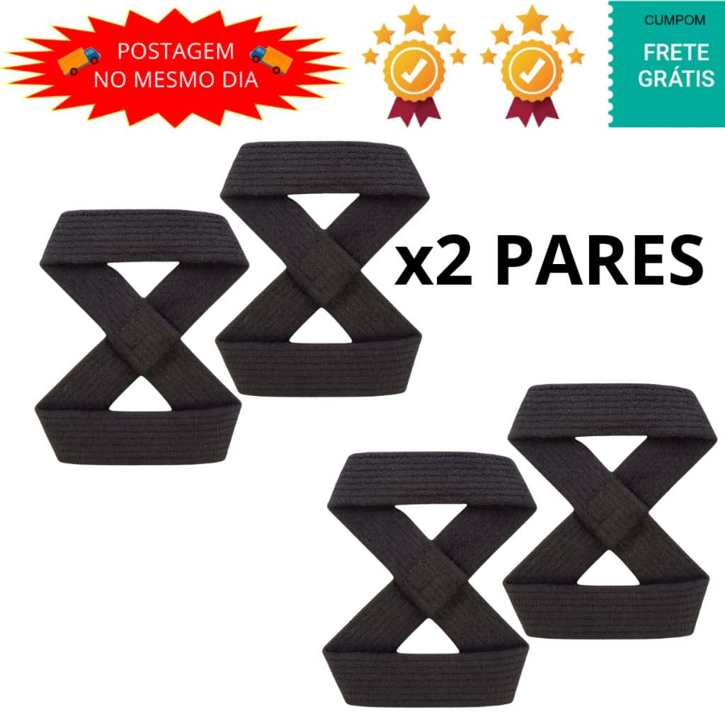 2 Pares Tala Strap 8 Musculação Academia Preto Fita Treino Costas Crossfit