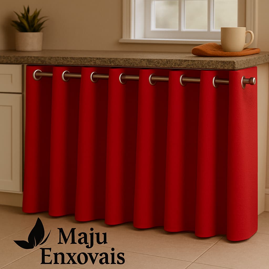 Cortina de Pia para Cozinha – Decorativa e Prática com Ilhós|Maju Enxovais