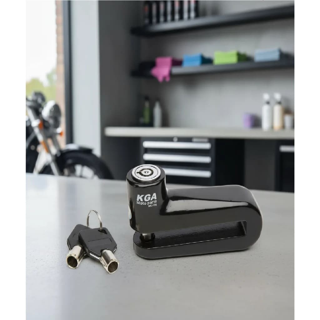Trava Tranca Fechadura Moto Roda Disco Universal Cadeado Portão