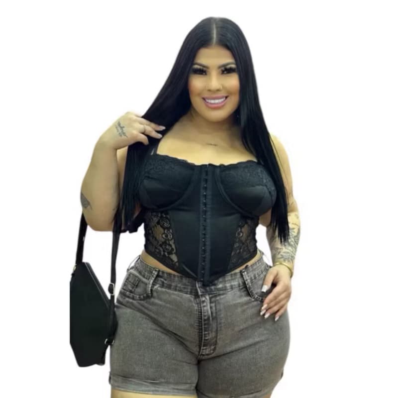corset plus Size ,corset de renda ,corset com  bojo plus