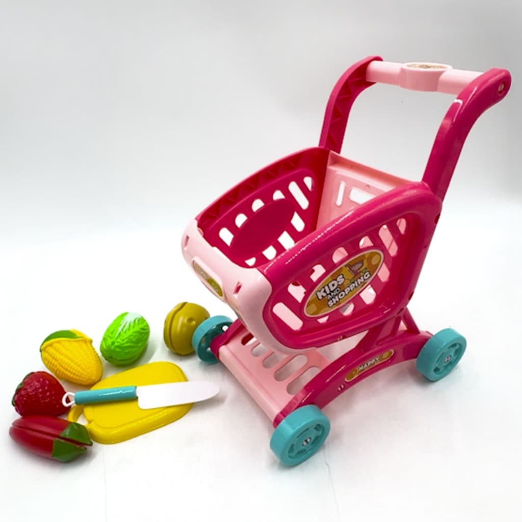 Carrinho de Compras Infantil com Comidinhas Crec Crec com Velcro Brinquedo Supermercado