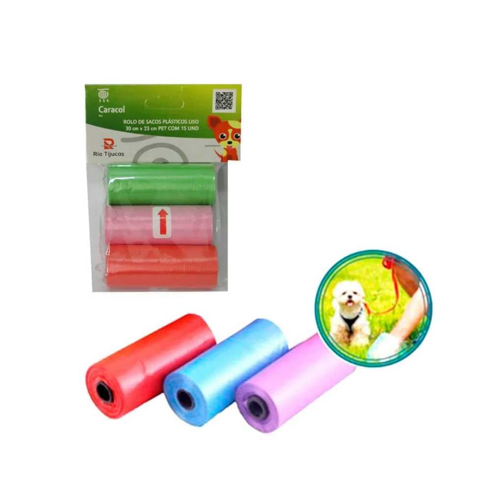Kit Rolo de Saco de Lixo Para Pet - 3 rolos de 15 unidades cada