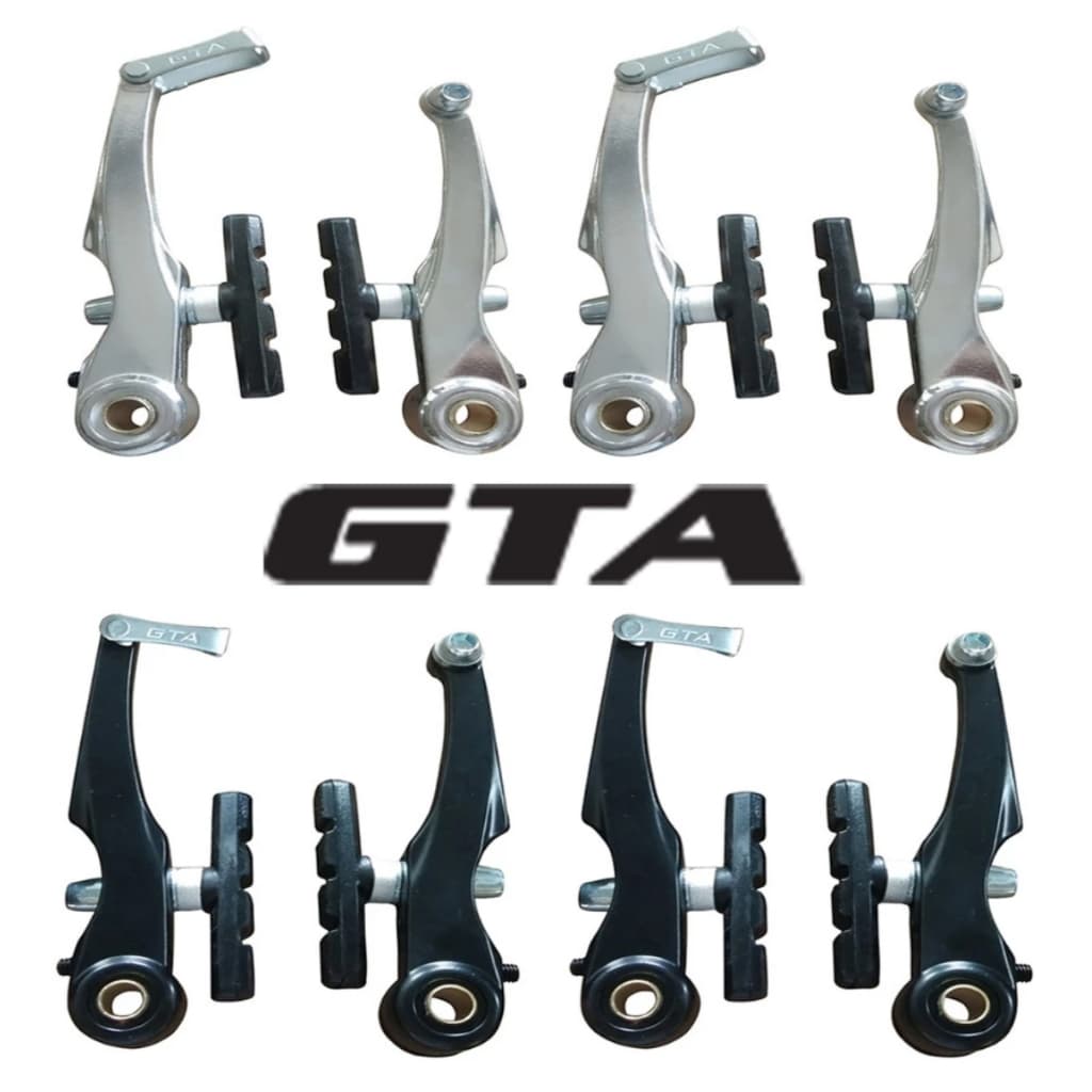Par Freio V-brake Aluminio Gta Dianteiro traseiro Bicicleta MTB Preto Polido Completo