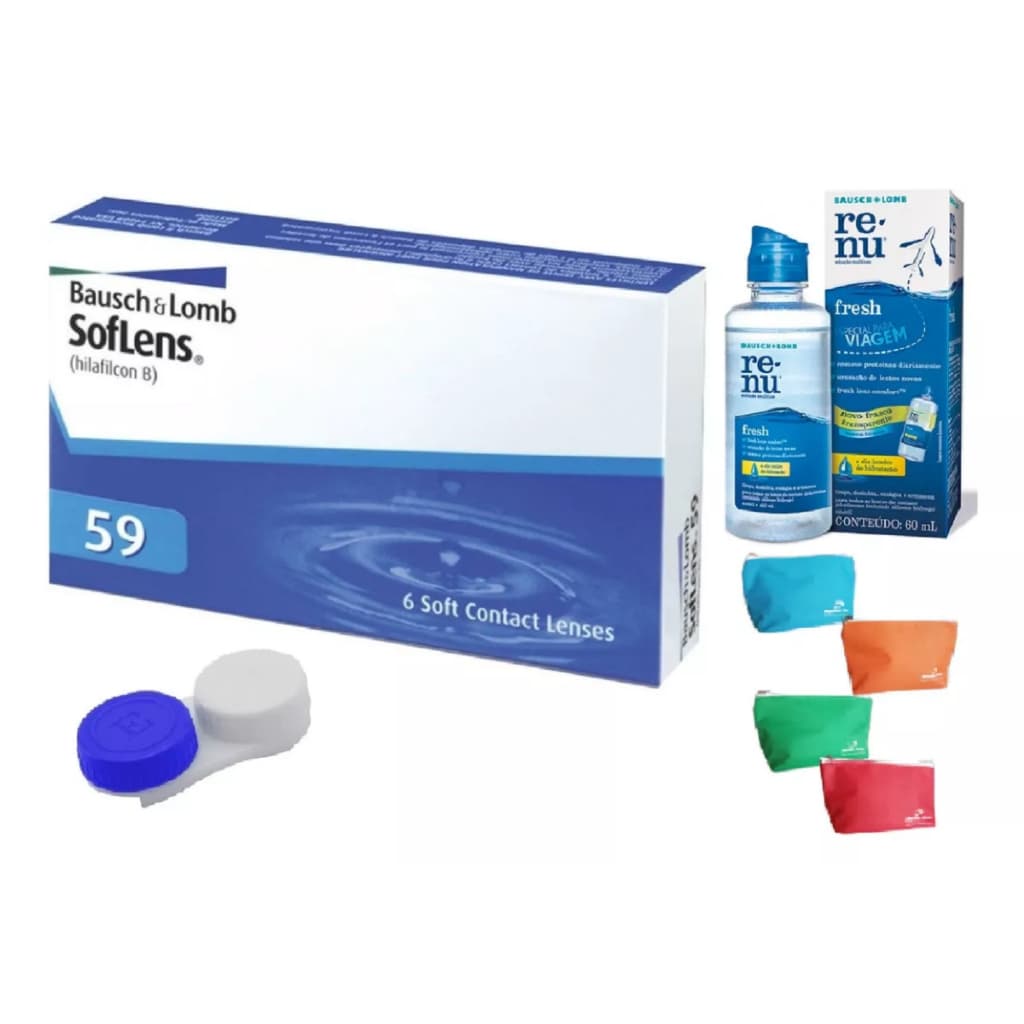Lente De Contato Soflens 59 com RENU60ML e Necessaire e Estojo