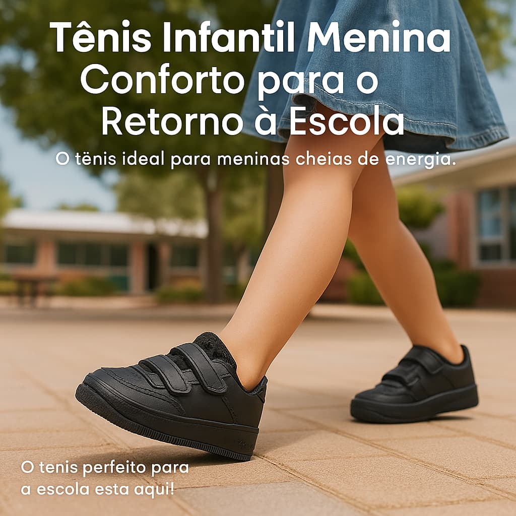 Tênis Infantil Menina Velcro – Conforto e Facilidade p/ Brincar e Estudar - Entrega Imediata