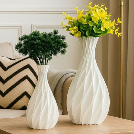 Kit 2 Vasos Decorativos Luxo Modernos para Flores Artificiais Ideal para Sala Quarto Escritório e Decoração de Casa