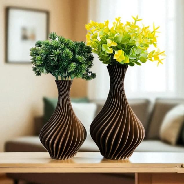 Kit 2 Vasos Espiral Decorativos Modernos para Flores Artificiais Ideal para Sala Quarto Escritório e Decoração