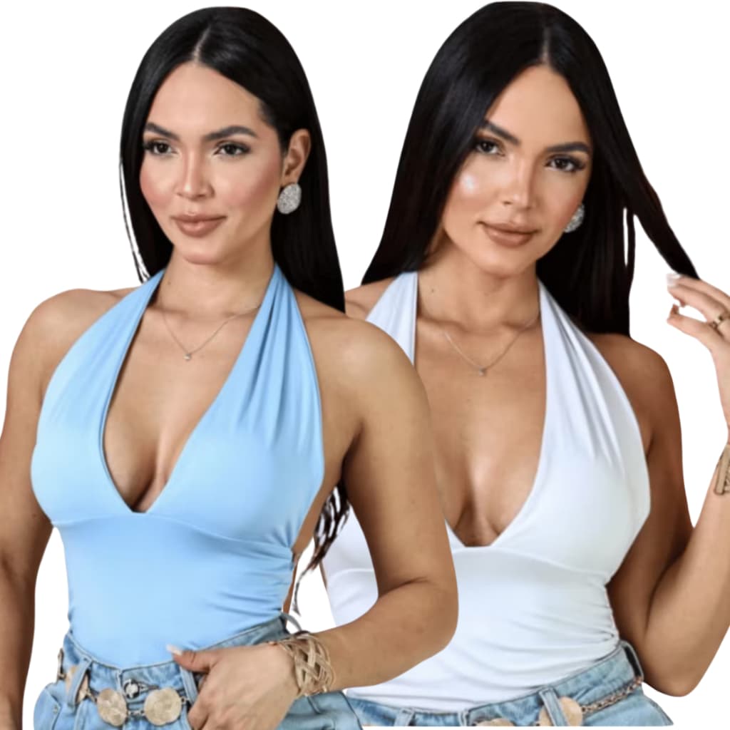 Kit 2 Cropped Multi formas Frente Unica Moda Gringa Suplex