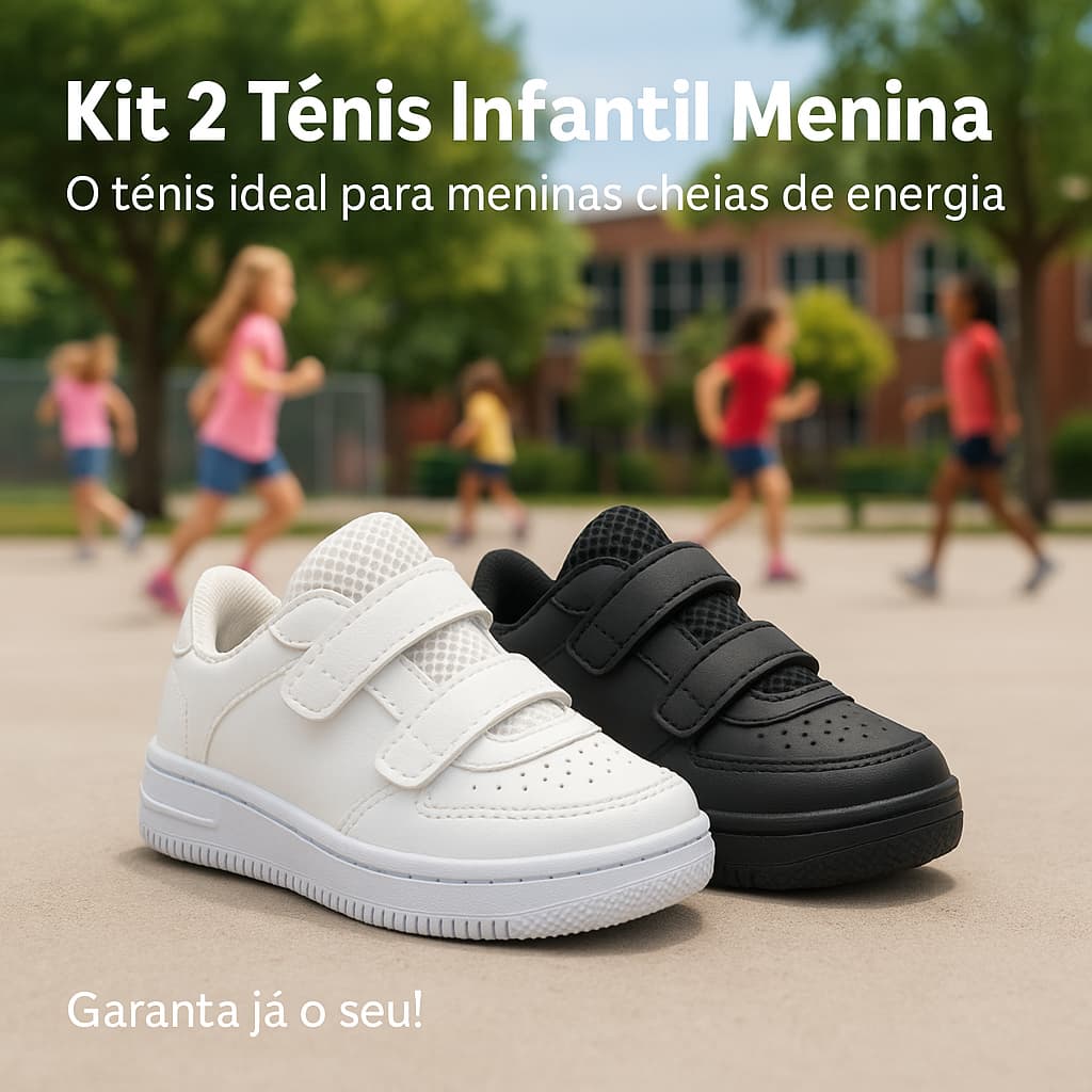 Kit 2 Tênis Infantil Menina Velcro – Conforto e Estilo para o Dia a Dia - Envio Rápido
