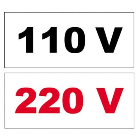 Placa Sinalização Identificação de Tensão Tomada 110V e 220V com Dupla Face