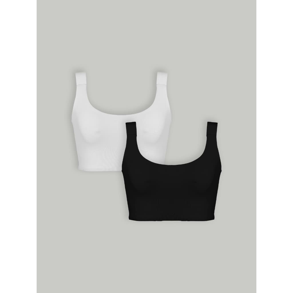 Kit Bicolor: Sutiã Invisível Ampla Cobertura com Bojo Removível Preto + Branco
