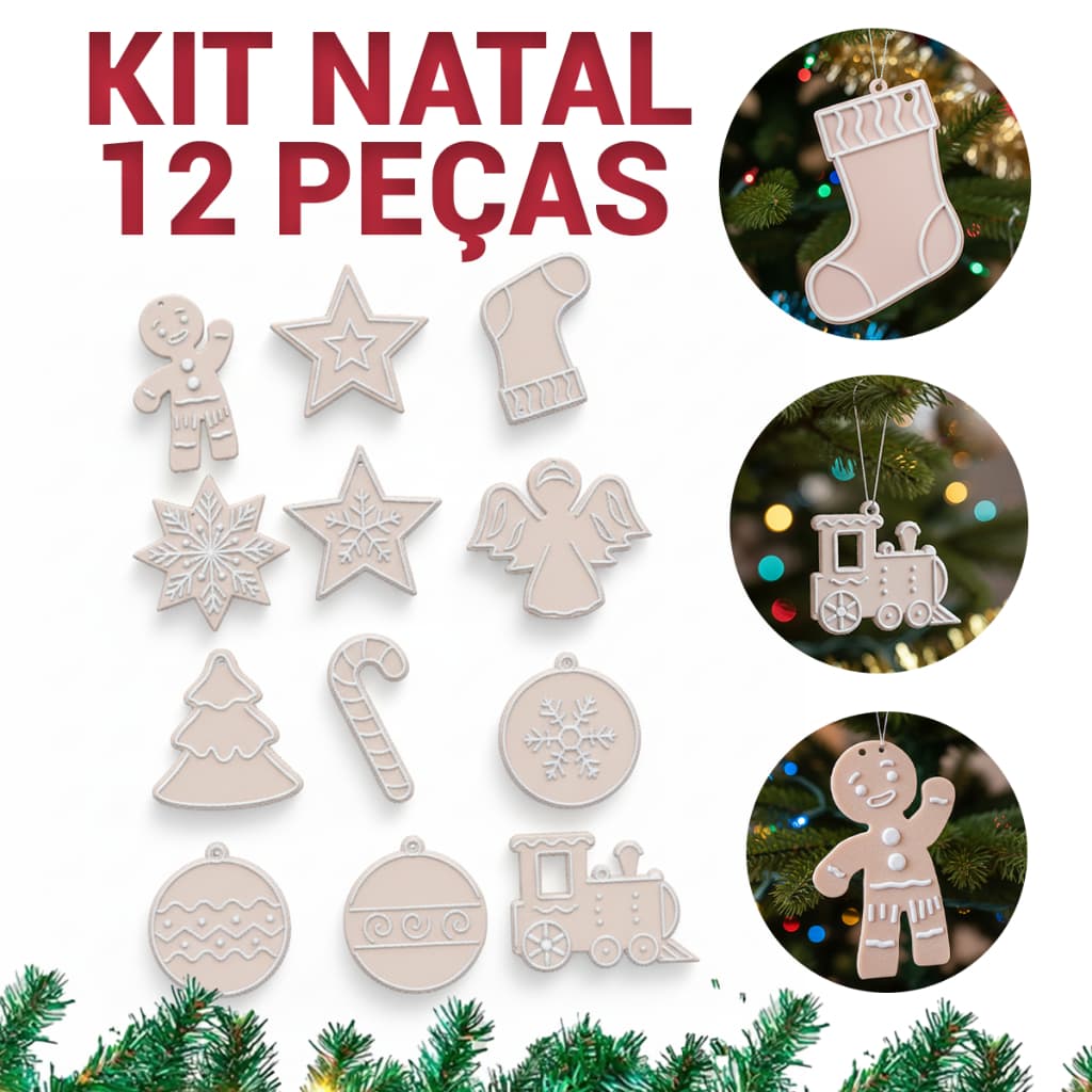Enfeites Árvore de Natal Kit 12 Unidades Decoração Pendentes Pequenos Para Decorar Árvore de Natal (não acompanha linha)
