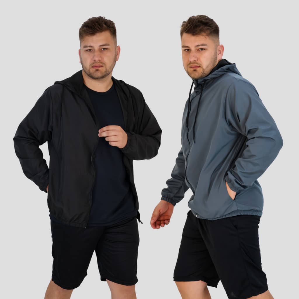 Kit 2 Corta Vento Jaqueta Masculina Impermeável Capuz Lisa