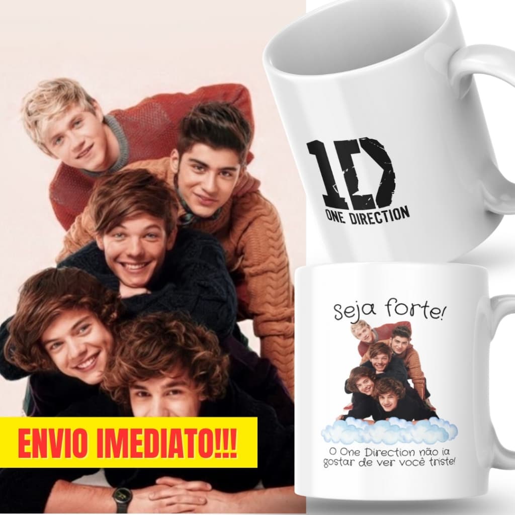 Caneca Xicara Porcelana 325ml Seja Forte One Direction Personalizada Presente Decoração Casa