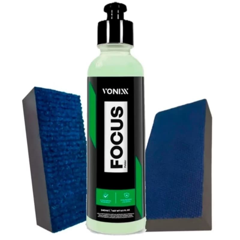 KIT Focus Vonixx + TACO Descontaminante Composto Polidor De Vidros Removedor De Marcas D'água 240ml Vonixx