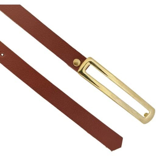 Cintos Feminino Couro com Fivela Retangular Fino Dourada AjustávelBlogueira  Lika Modas