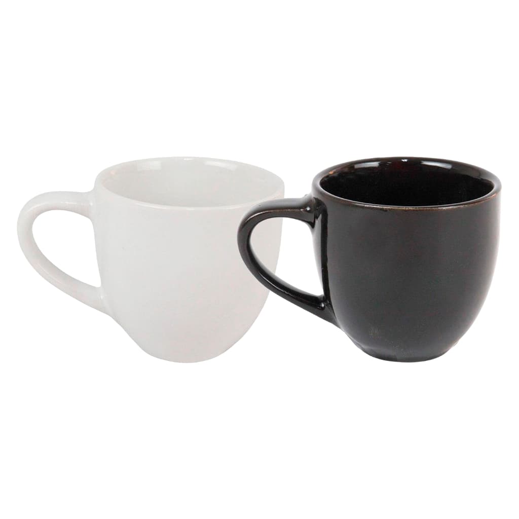 Caneca de Porcelana 95ml Lisa 6un Preta ou Branca para Café Espresso Chá Cappuccino Bebidas Quentes Cozinha Cafeteria