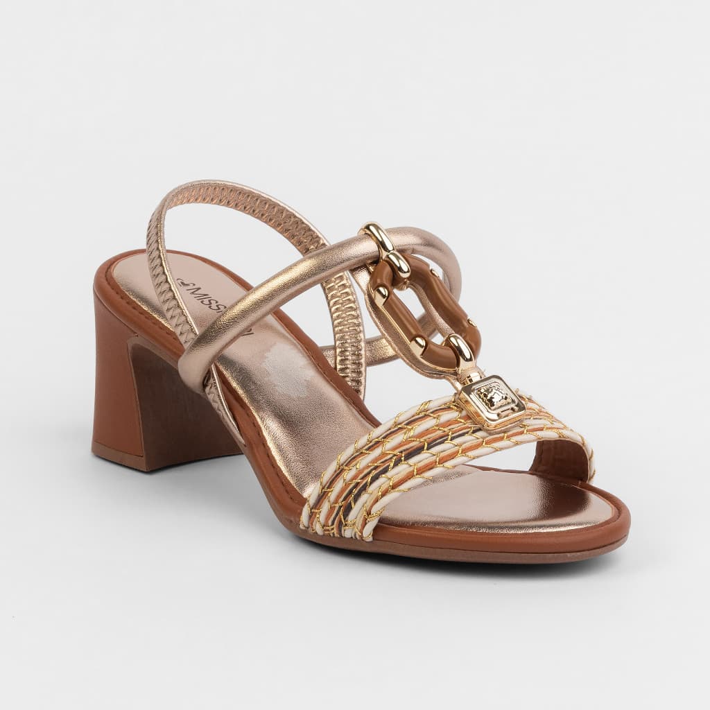Sandália Feminina Mississipi Salto Grosso Alto Colorida Estilosa Conforto e Estilo MF921