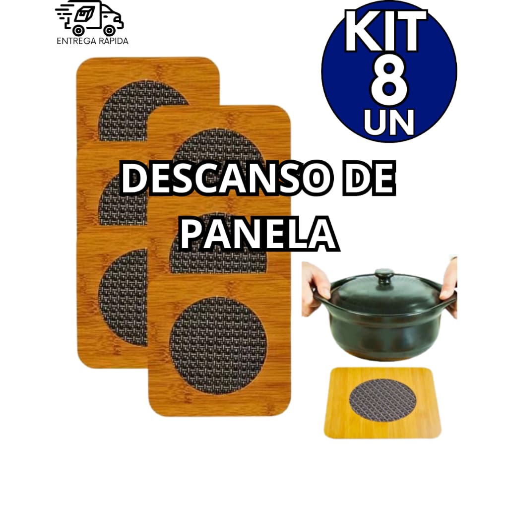 Kit 8 Descanso de Panela Bambu Alta Qualidade  Casa Cozinha Buffet Restaurante