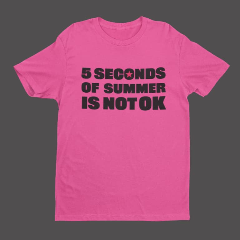 CAMISETA 5 SECONDS OF SUMMER 5SOS IS NOT OK ALGODÃO