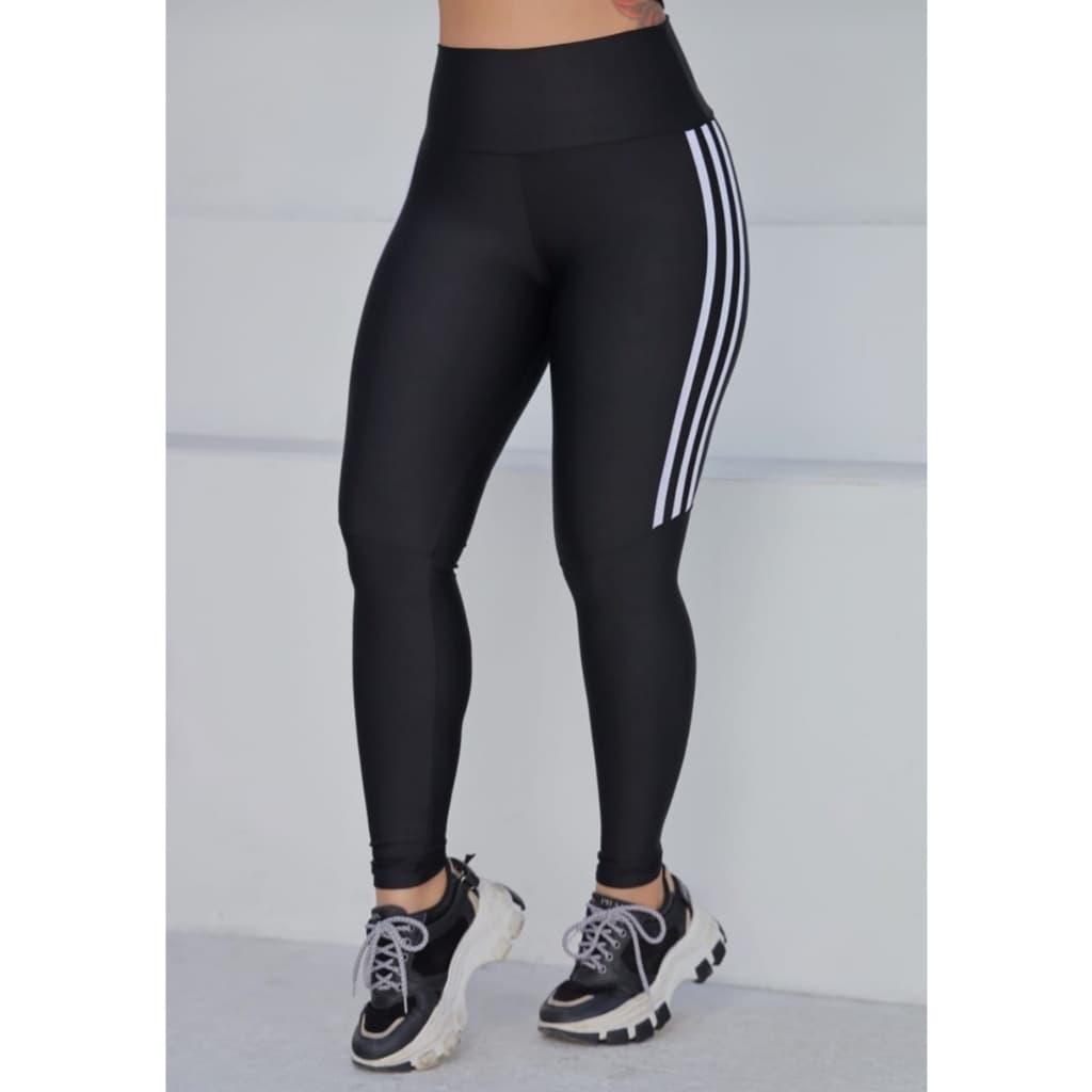 Calça Legging Feminina Listra Meia Listra do P ao Plus Size G3