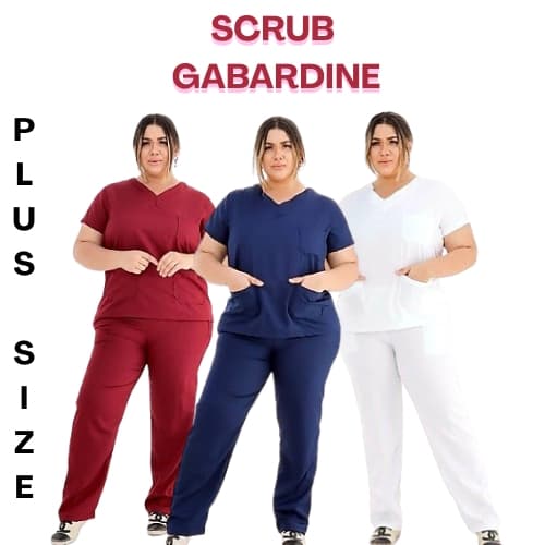 Kit 2 Conjunto pijama cirúrgico gabardine scrub privativa uniforme Enfermagem Plus size 10