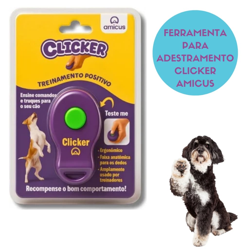 Clicker Amicus Ferramenta para Adestramento Pet Treinamento Cachorro