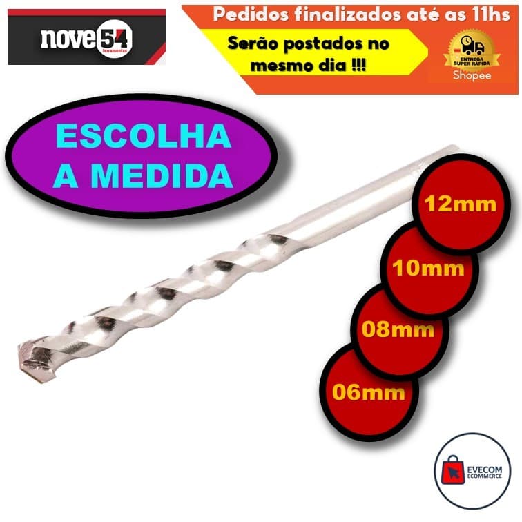 Broca Videa Metal Duro Fura Parede Concreto Tijolo Primeira Linha Escolha Medida 06, 08, 10 ou 12mm Para Buchas Fixação