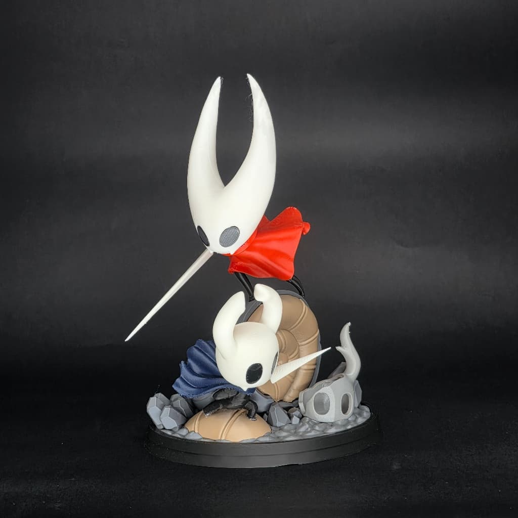 Hollow Knight Silksong – Action Figure Knight e Hornet 3D Colecionável