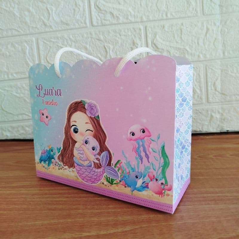 Sacolinha Personalizada Lembrancinha Sereia Cute Pegue e Monte