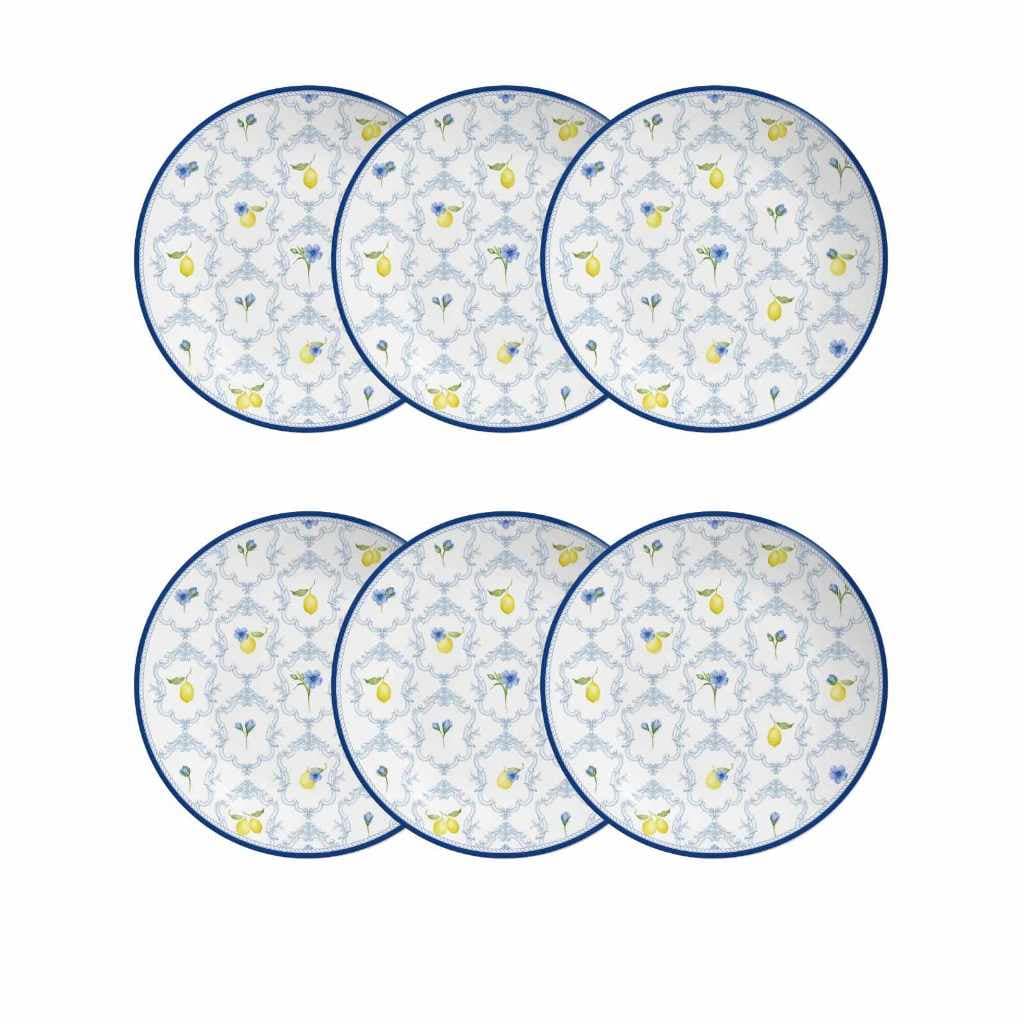 Jogo 6 Prato Raso Limão Siciliano Limone Ceramica Alleanza