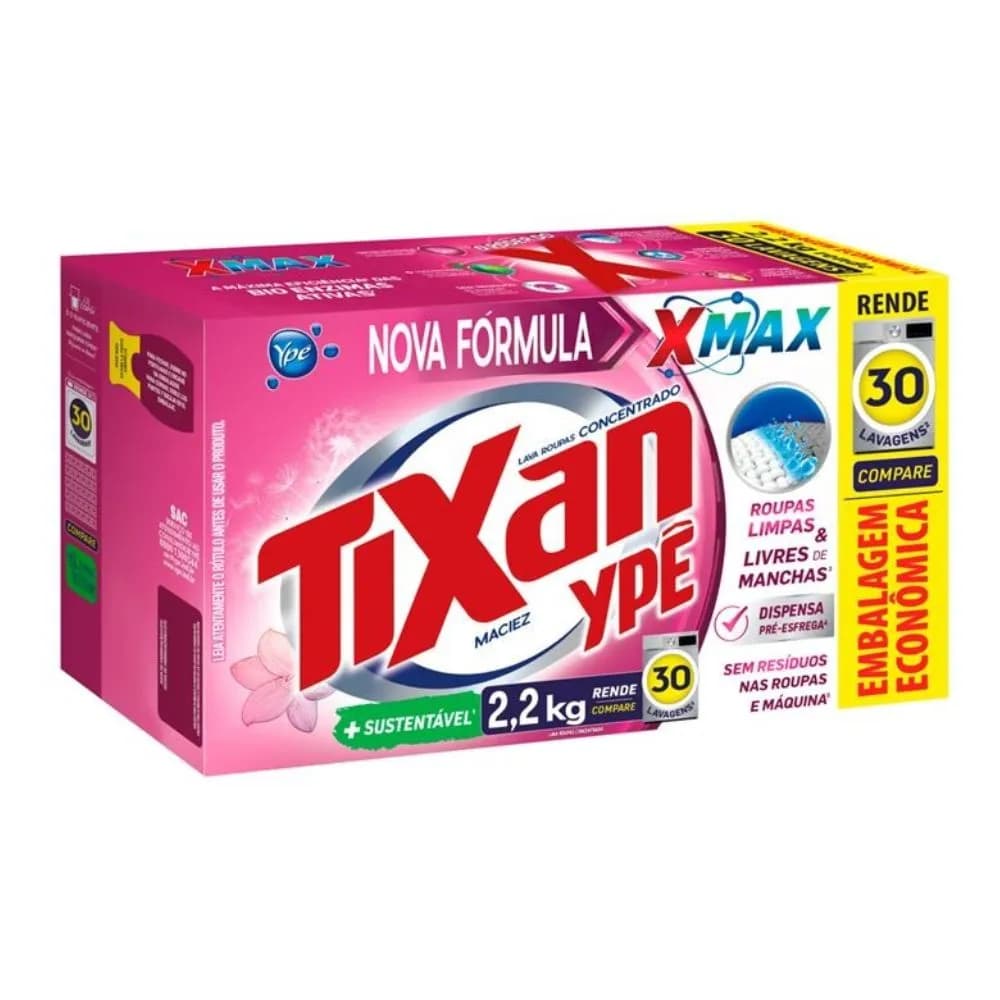 Sabão em pó Ypê Tixan Maciez Lava Roupas 2,2kg (Envio Imediato) - Caixa