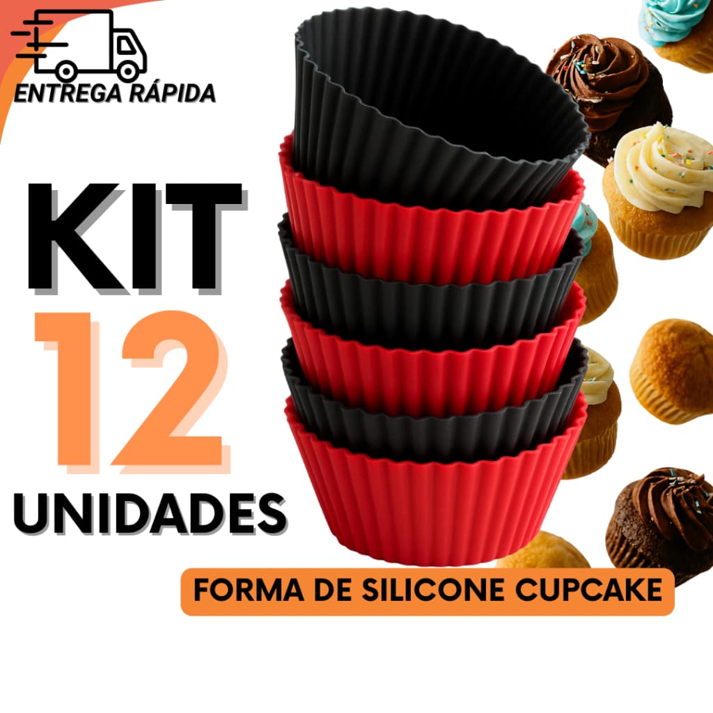 Forminha de Silicone Para Cupcake Para Forno Micro-ondas e Freezer De Uso Diário e Profissional