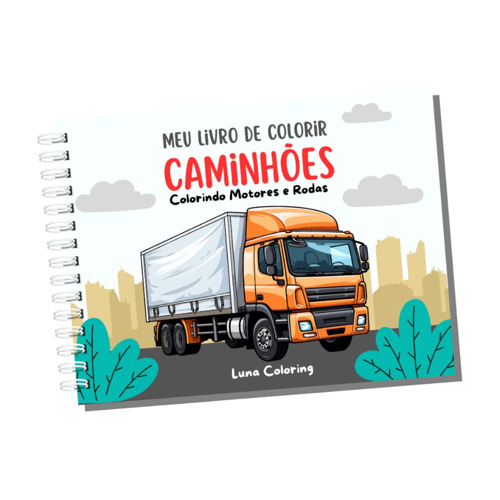 Livro De Colorir Caminhões: 50 Páginas De Pura Diversão! Presente Meninos Papel 180g Alta Qualidade