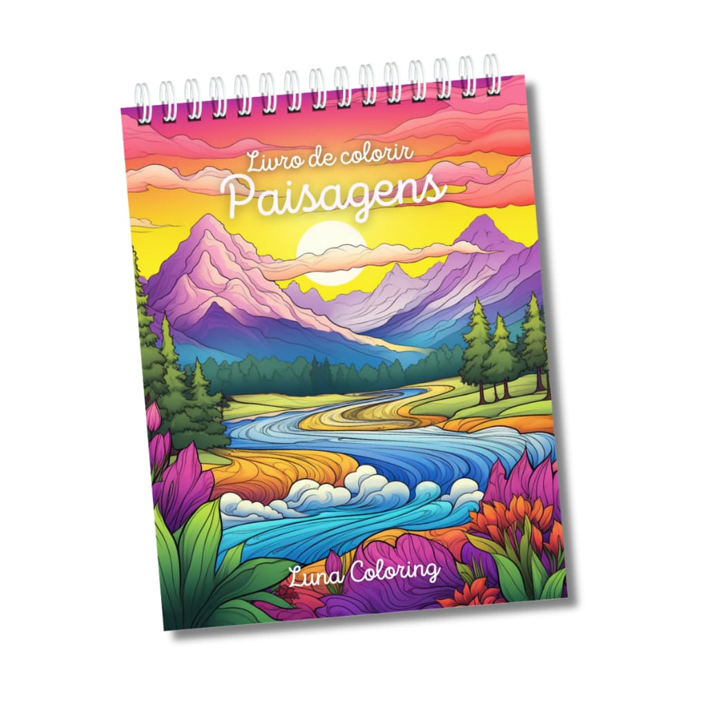 Livro De Colorir Paisagens Volume 2 Adulto Antiestress 50 Desenhos A5 Folha De 180 Gramas
