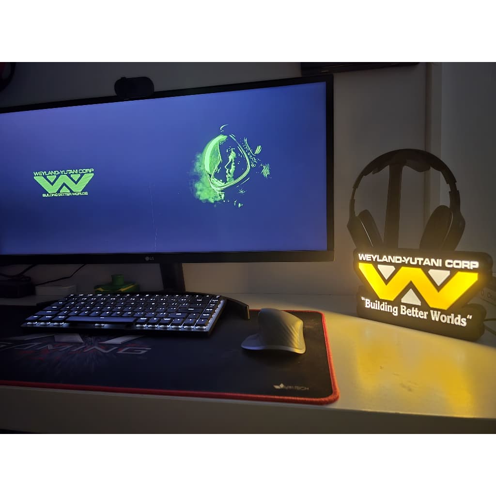 Luminária de LED Geek Alien Weyland-Yutani Corp Decoração Quarto Sala Escritório