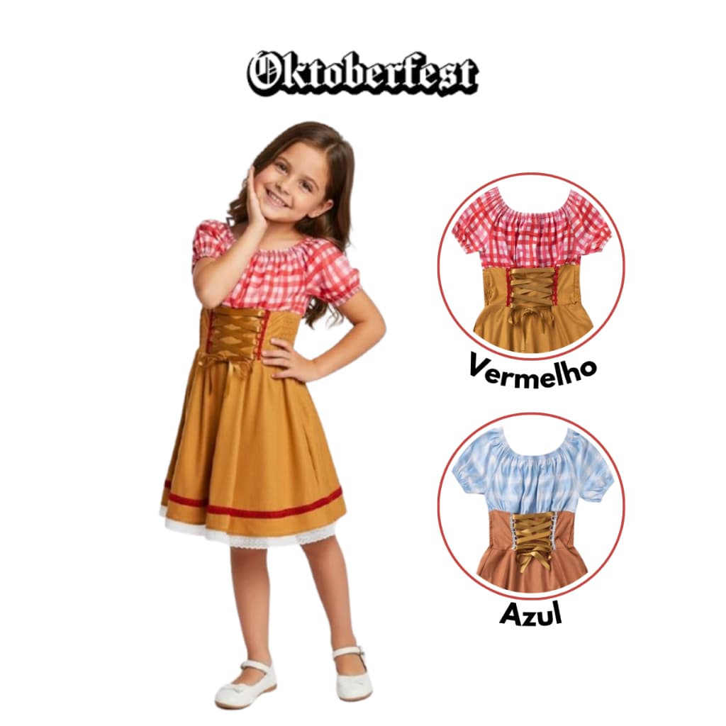 Vestido Fantasia Infantil Menina Traje Típico Alemão Oktoberfest