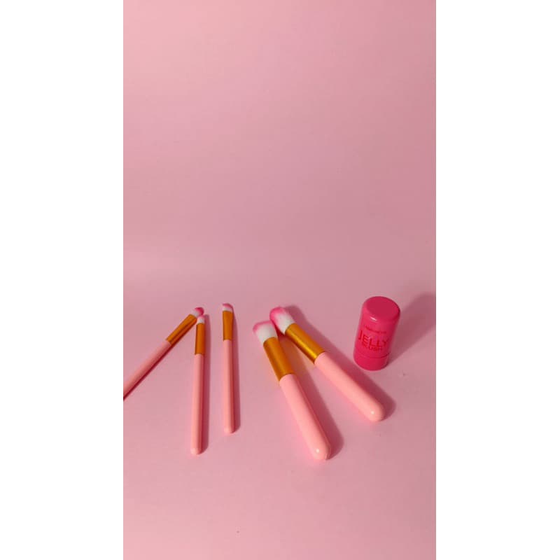 kit 5 pincéis + Jelly Blush - Boca e bochechas - Alta Pigmentação - Cores Variadas - Alta Fixação - Efeito Natural