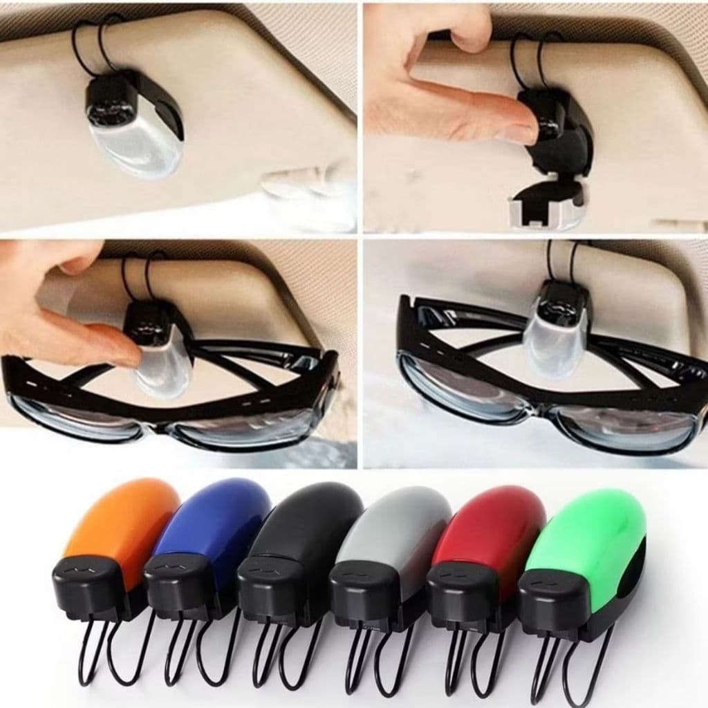 Kit 2 Peças Porta Óculos de Veicular | Suporte Quebra Sol para Óculos e Canetas