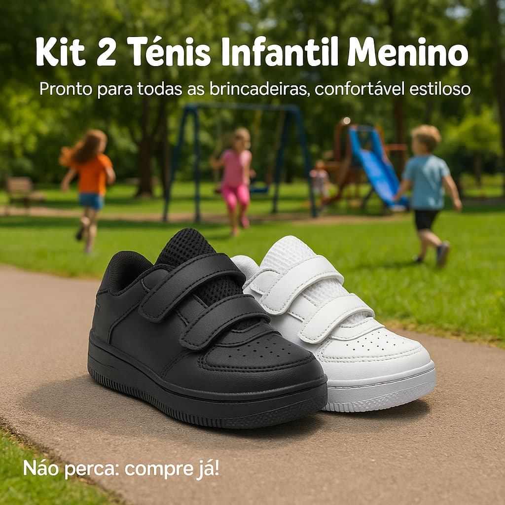 Kit 2 Pares Tênis Menino Velcro - Fácil de Calçar, Conforto Garantido – Pronta Entrega