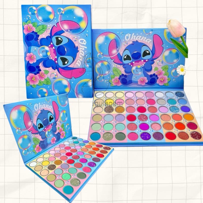 Paleta de Sombras Infantil Stitch Ohana 63 Cores | Maquiagem Grande Antialérgica