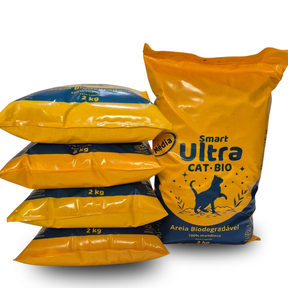 Areia Biodegradável Vegetal para Gatos Kit – Natural Alta Absorção e Controle de Odores