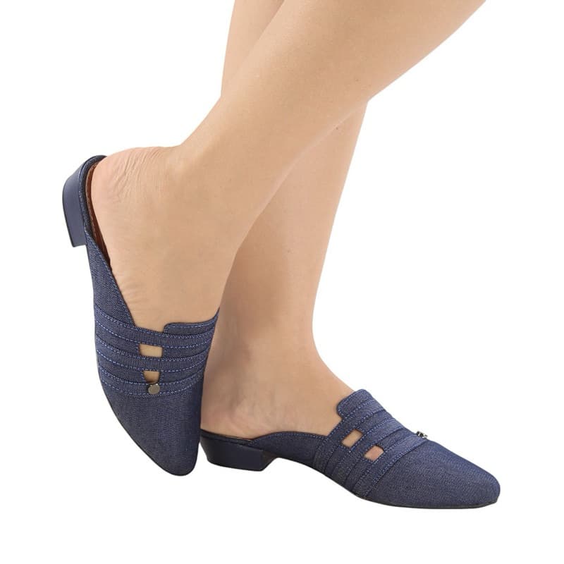 Sapato  tamanco Mule aberto atrás com salto cor jeans original SLINGBACK confort salto 3 cm
