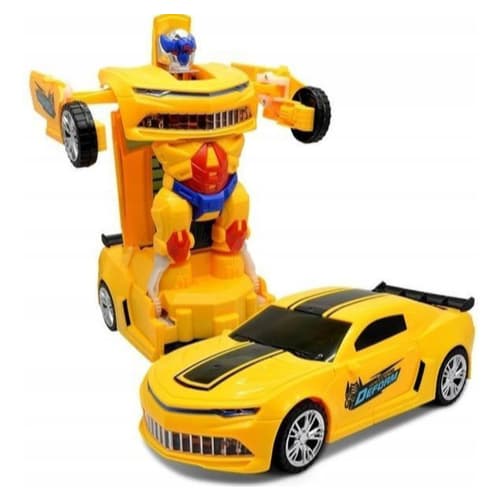 Carro Carrinho Transformes Vira Robô 2 em 1 Camaro Carrinho Brinquedo Com Som e Luz Infantil Criança