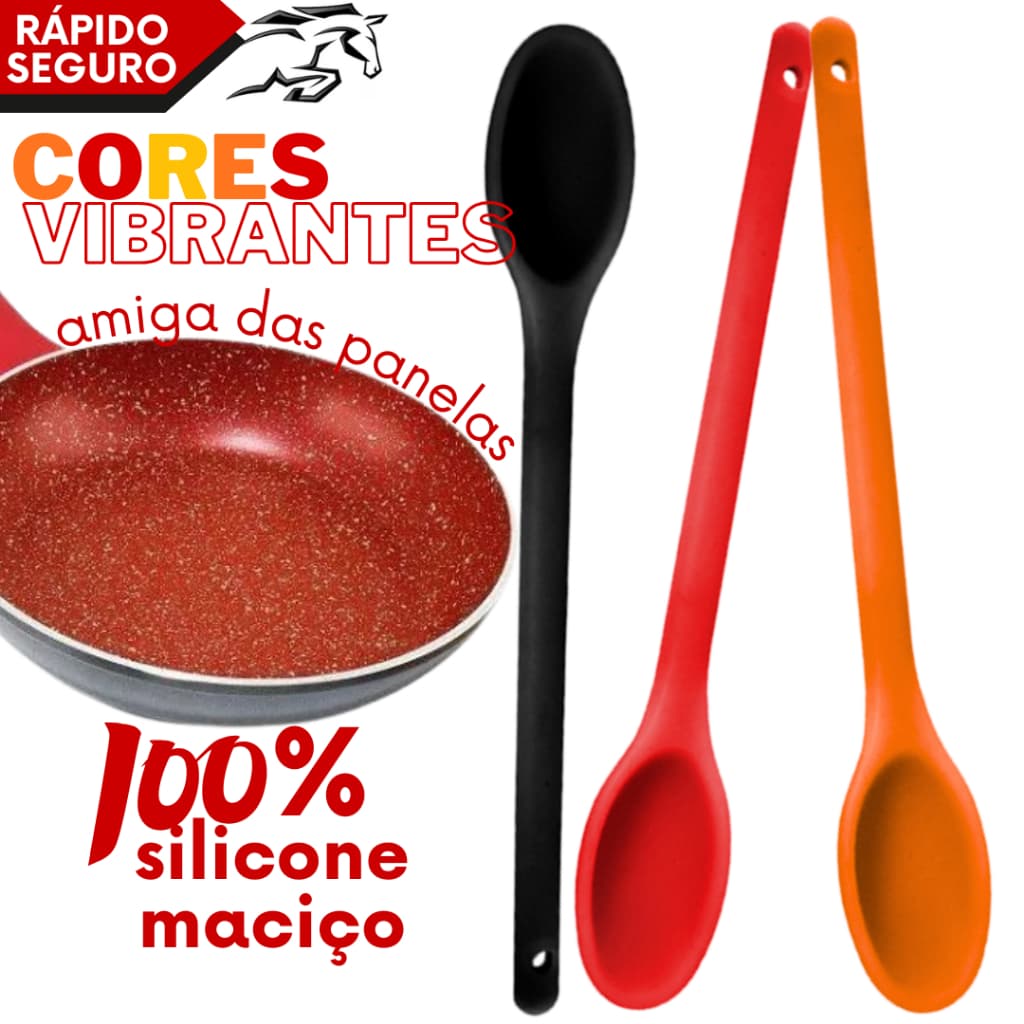 Colher Silicone Resistente Grande 30cm para Refogar Mecher Brigadeiro