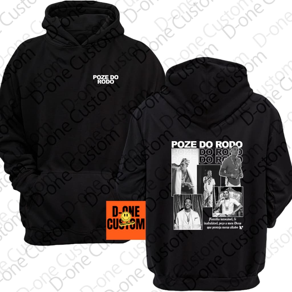 Moletom Estampado Mc Poze do Rodo Carioca Liberdade Família Intocável Deus Proteja Funk Show Rapper