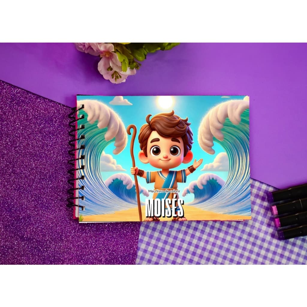 caderno colorir moises cristão 50 paginas