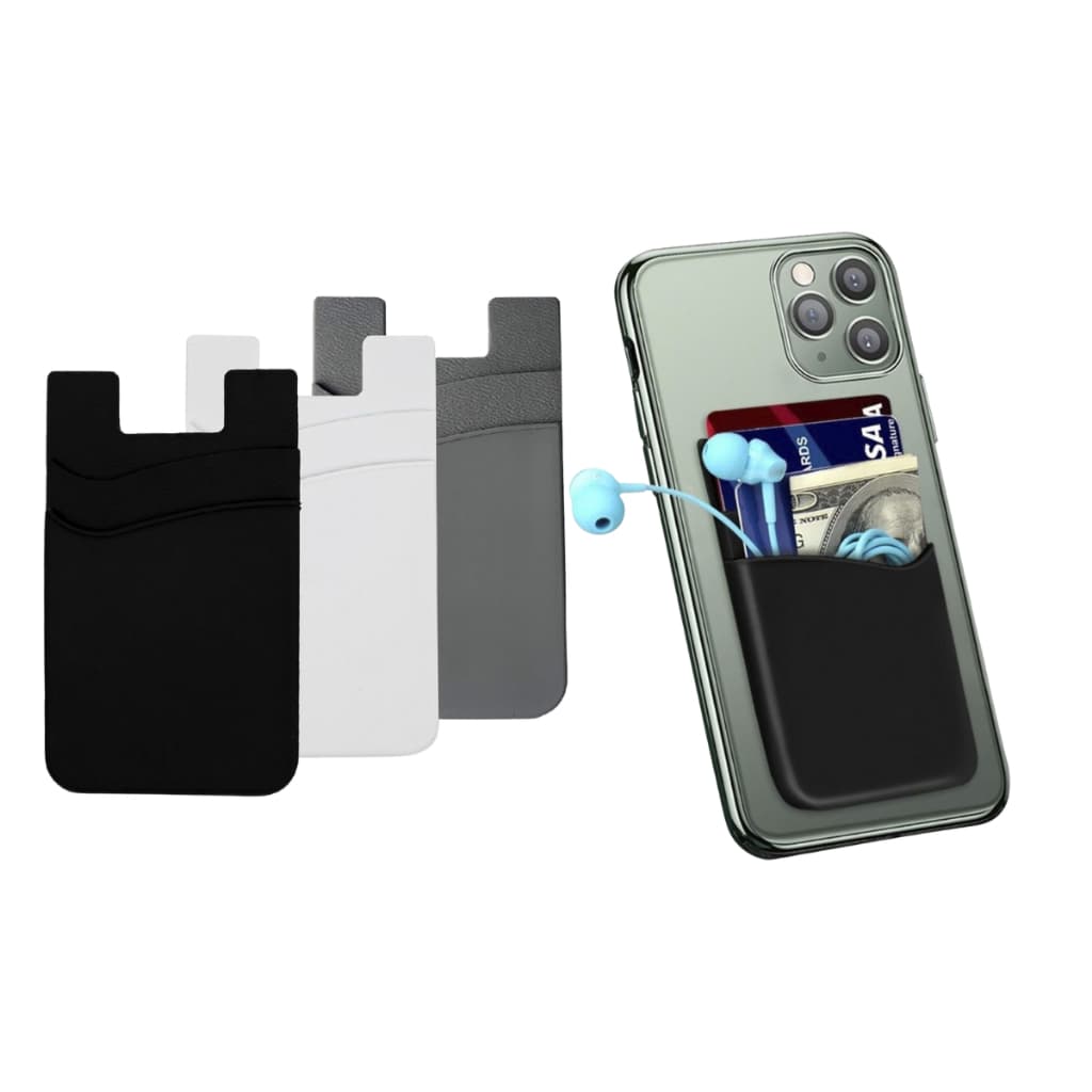 Porta Cartão Celular 2 Slot Utilidade Adesivo Silicone Preto