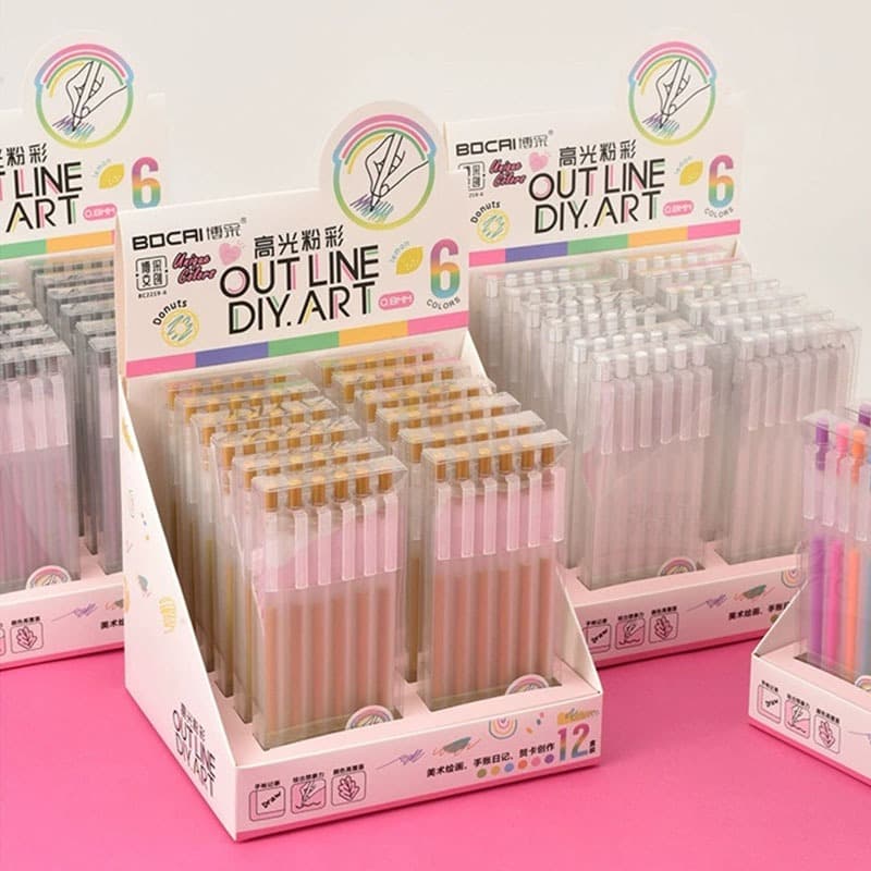 6-18 Unidades Cintilante Brilhante Brilho Para Colorir Caneta Rabiscar Glitter Metálico Colorido Marcador De Gel