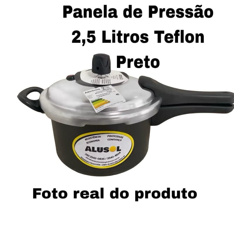 PANELA DE PRESSÃO 2,5 LITROS - FECHAMENTO EXTERNO - TEFLON PRETO